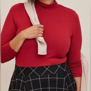 NWT Torrid Women’s Plus Size Jersey Turtleneck Top, Size 5X, Red